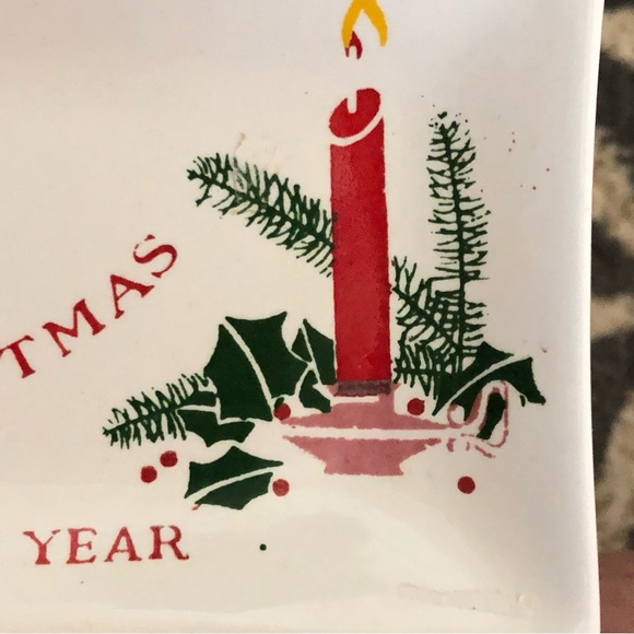 50's Japan Merry Christmas and Happy New Year Ceramic Tray - Christmas Decor - Picture 6 of 10